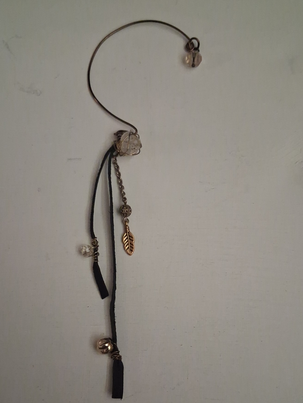 Delicate Black and Gold Leaf Ear Cuff